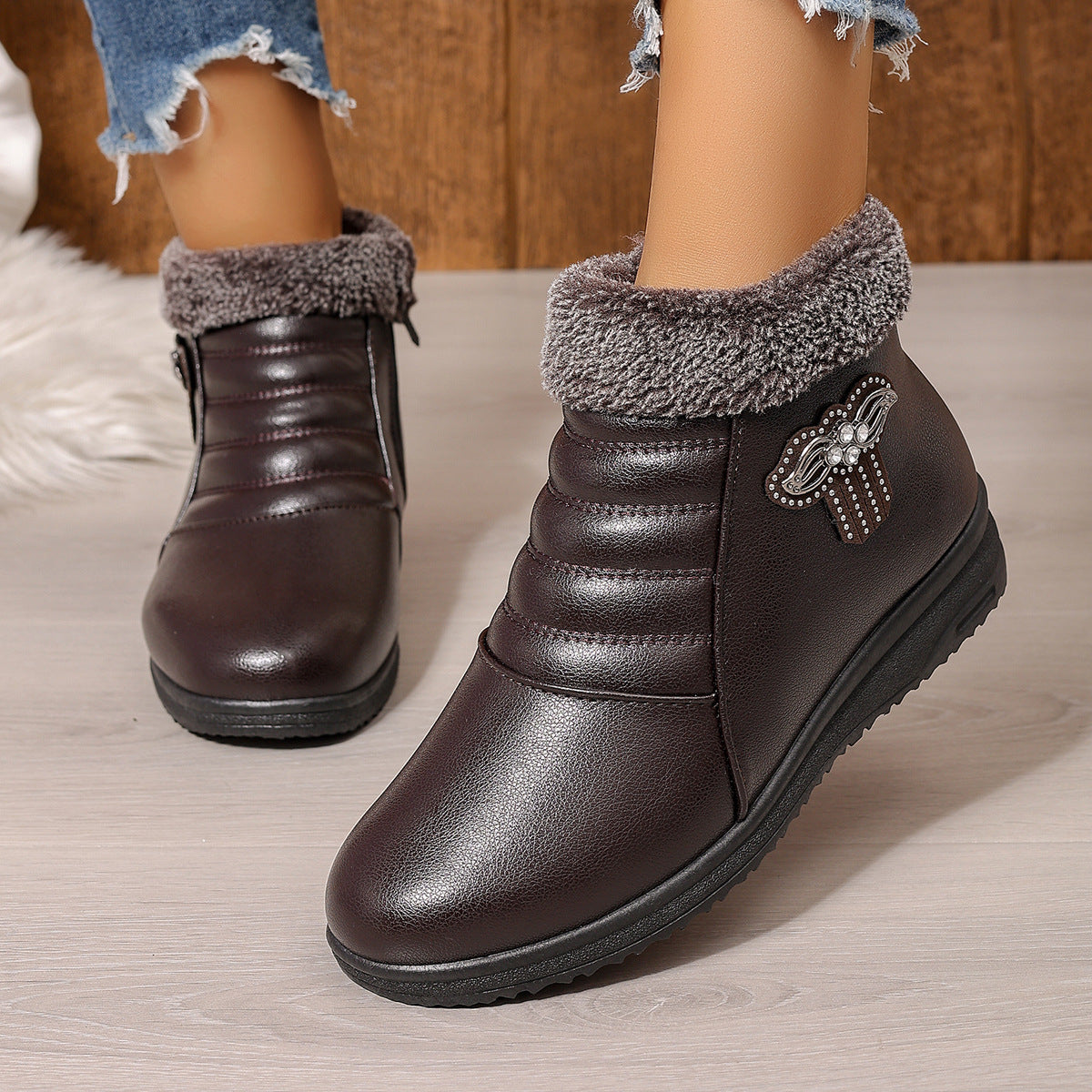 Women's Winter 2026 New Arrival: Comfortable, Stylish Platform Boots with Fleece Lining